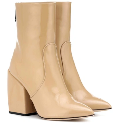 Shop Petar Petrov Solar Patent Leather Ankle Boots In Beige