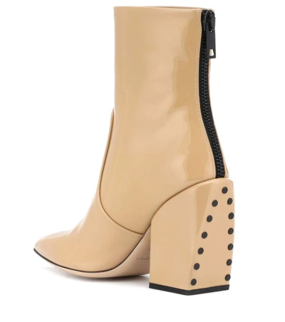 Shop Petar Petrov Solar Patent Leather Ankle Boots In Beige