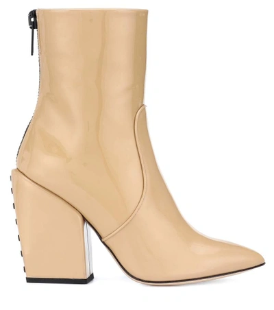 Shop Petar Petrov Solar Patent Leather Ankle Boots In Beige