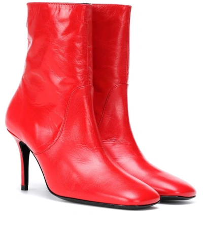 Shop Dorateymur Town And Country Leather Ankle Boots In Red