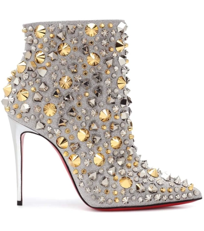 Shop Christian Louboutin So Full Kate 100 Leather Ankle Boots In Silver