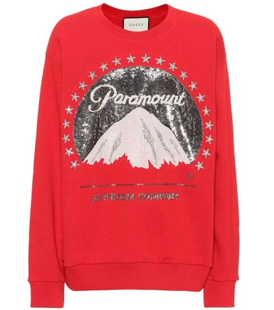 Shop Gucci Paramount Logo Oversized Sweatshirt In Red