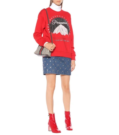 Shop Gucci Paramount Logo Oversized Sweatshirt In Red