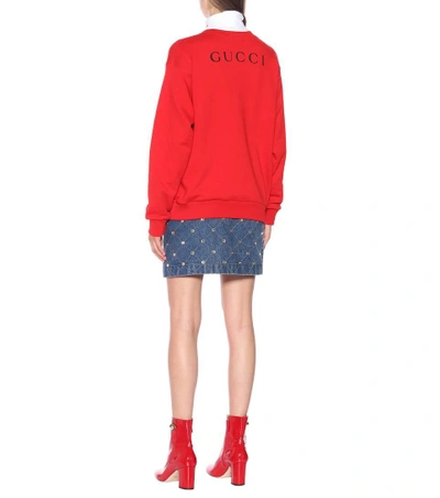Shop Gucci Paramount Logo Oversized Sweatshirt In Red