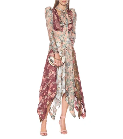 Shop Zimmermann Printed Silk Dress In Multicoloured