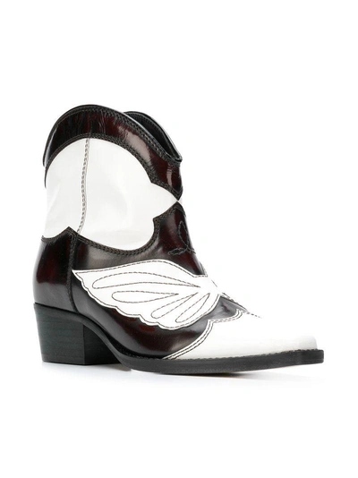 Ganni Low Texas Leather Ankle Boots In White | ModeSens