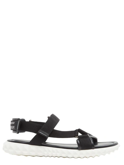 Shop Valentino Garavani Rockstud Velcro Strap Sandals In Black