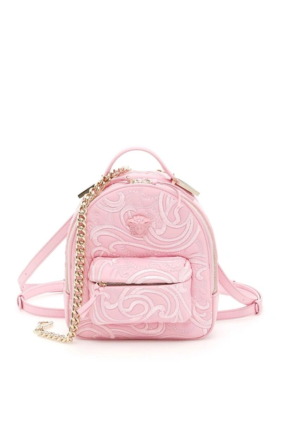 Shop Versace Palazzo Embroidered Backpack In Pink