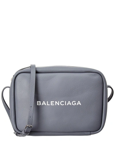 Shop Balenciaga Everyday Leather Camera Bag In Grey