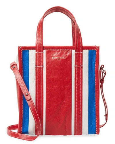 Shop Balenciaga Bazar Xs Striped Leather Shopper Tote In Nocolor