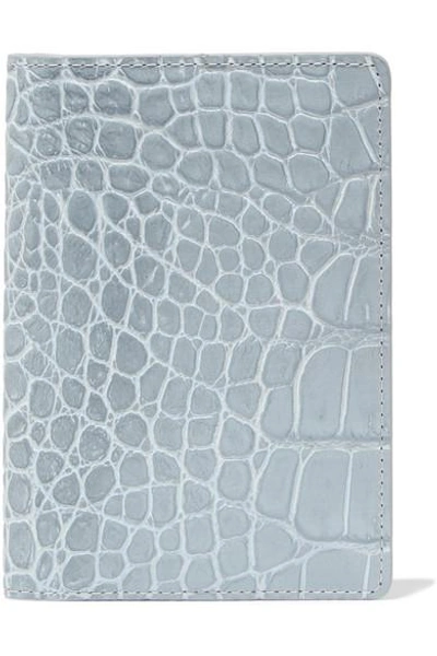 Shop The Case Factory Croc-effect Leather Passport Cover In Gray