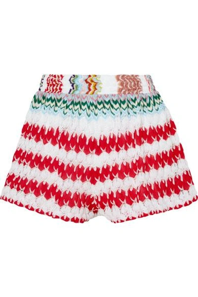Shop Missoni Mare Donna Crochet-knit Shorts In Red