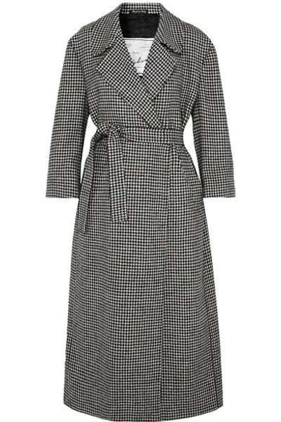 Shop Giuliva Heritage Collection Linda Belted Houndstooth Wool Coat In Black