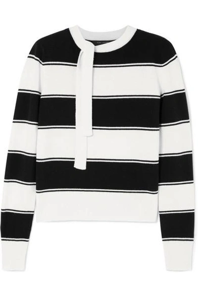 Shop Marc Jacobs Tie-detailed Striped Wool Sweater In Ivory