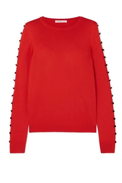 Shop Adeam Button-detailed Silk Sweater In Red