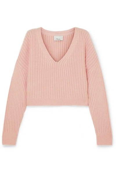 Shop 3.1 Phillip Lim / フィリップ リム Oversized Cropped Ribbed Wool-blend Sweater In Blush