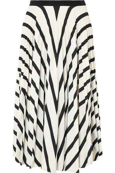 Shop Vanessa Bruno Fadia Pleated Striped Crepe Midi Skirt In White