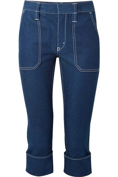 Shop Chloé Cropped High-rise Straight-leg Jeans In Navy
