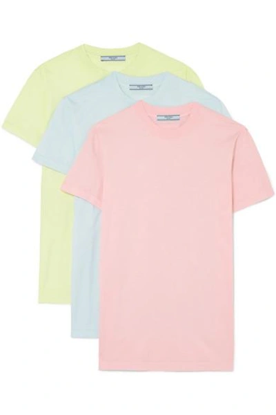 Shop Prada Set Of Three Cotton-jersey T-shirts In Pink