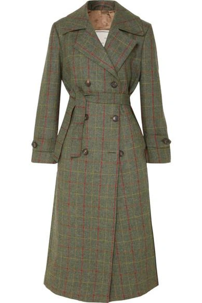 Shop Giuliva Heritage Collection Christie Checked Wool Coat In Green