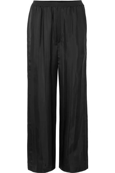 Shop Marc Jacobs Striped Satin-jacquard Pants In Black