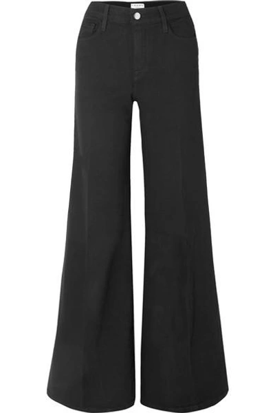 Shop Frame Le Palazzo High-rise Wide-leg Jeans In Black