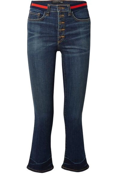 Shop Veronica Beard Carolyn Cropped High-rise Flared Jeans In Blue