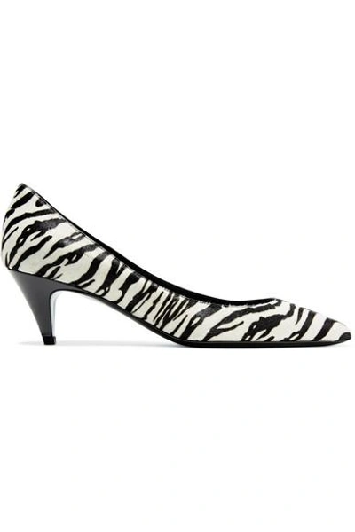 Shop Saint Laurent Charlotte Zebra-print Calf Hair Pumps In Zebra Print