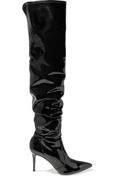 Shop Gianvito Rossi 85 Vinyl Over-the-knee Boots In Black