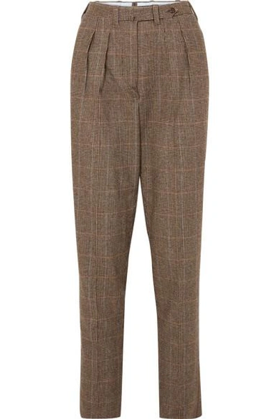 Shop Giuliva Heritage Collection Husband Herringbone Merino Wool Tapered Pants In Brown