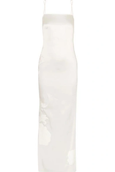 Shop Myla Primrose Hill Appliquéd Silk-blend Satin Slip In White