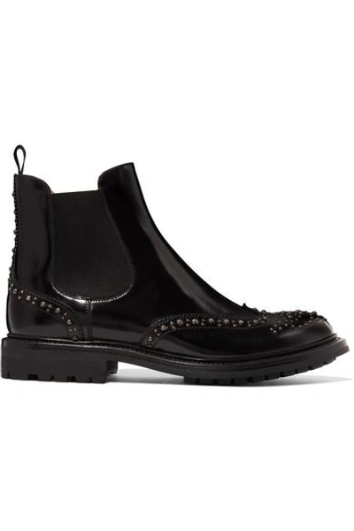 Shop Church's Aura Met Studded Glossed-leather Chelsea Boots In Black