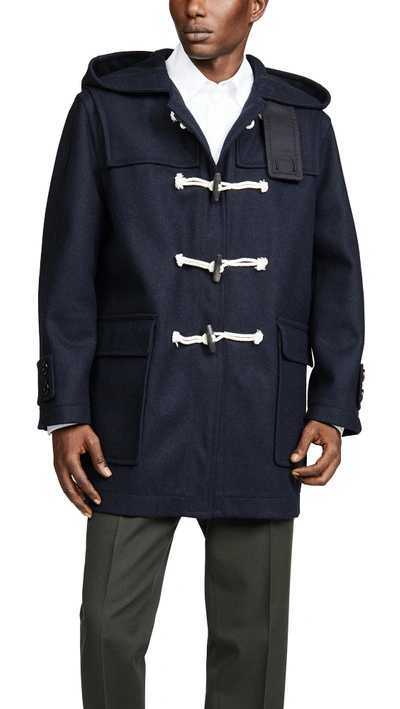 Shop Marni Duffle Coat In Blue Navy