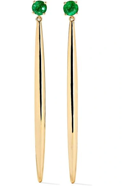 Shop Ileana Makri Grass 18-karat Gold Emerald Earrings