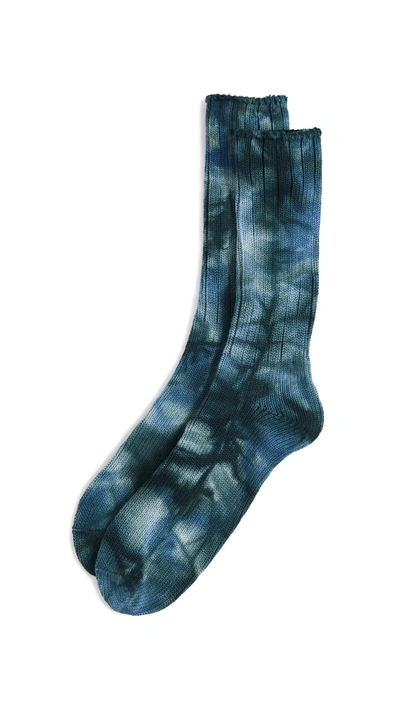 Shop Anonymous Ism Uneven Dye Crew Socks In Blue