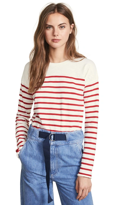 Shop Rag & Bone Halsey Striped Ls Tee In White/red