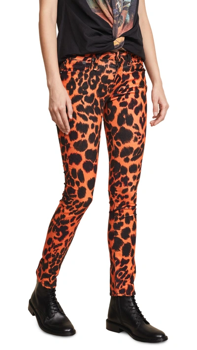 Shop R13 Kate Skinny Jeans In Orange Leopard