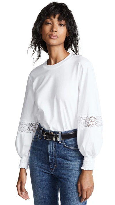 Shop See By Chloé Lace Inset Balloon Sleeve Top In White Powder