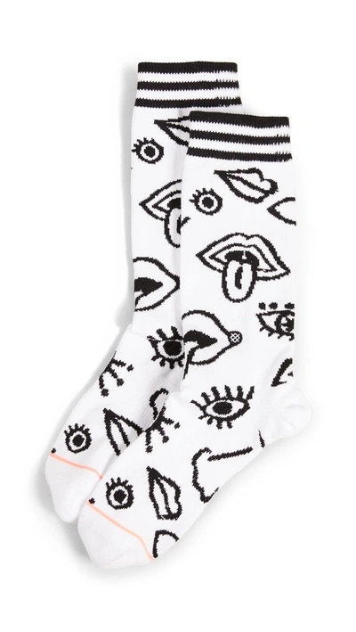 Shop Stance Eye Opener Crew Socks In White/black