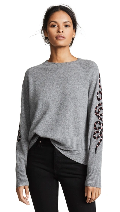 Shop 360 Sweater Cashmere Serpent Sweater In Mid Heather Grey/multi