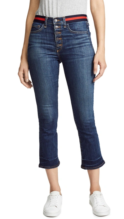 Shop Veronica Beard Jean Carolyn Jeans With Tux Stripes In Blue Tidal