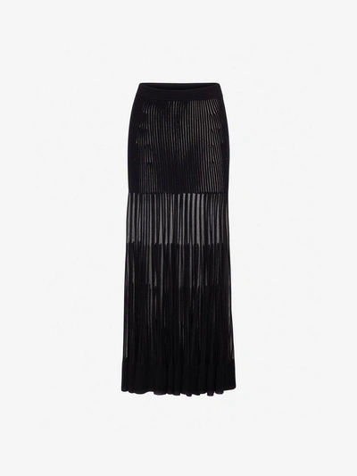 Shop Alexander Mcqueen Ottoman Knit Midi Skirt In Black