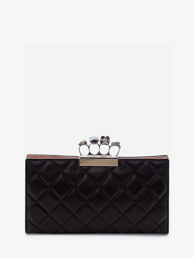 Shop Alexander Mcqueen Jeweled Four-ring Pouch In Black