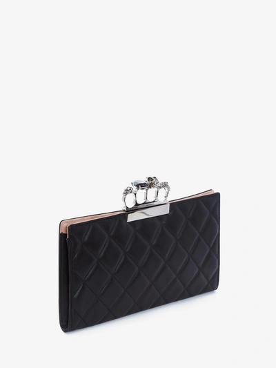 Shop Alexander Mcqueen Jeweled Four-ring Pouch In Black