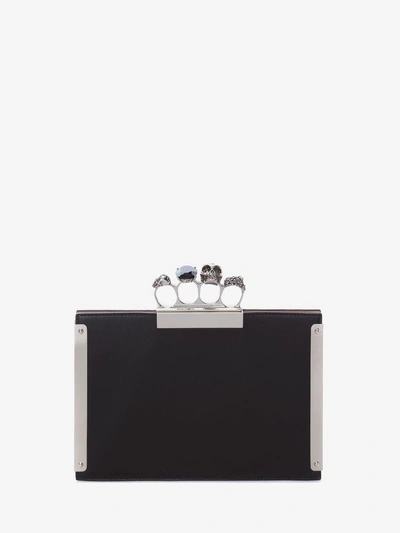 Shop Alexander Mcqueen Small Jeweled Four-ring Clutch In Black