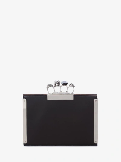 Shop Alexander Mcqueen Small Jeweled Four-ring Clutch In Black