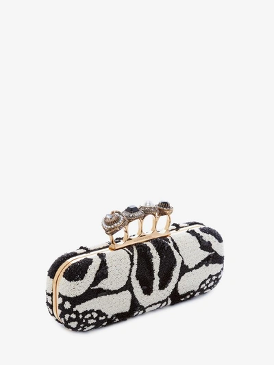 Shop Alexander Mcqueen Bug Embroidery Four Ring Clutch In Black