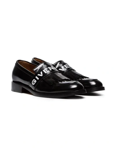 Shop Givenchy Logo Fringe Leather Loafers In Black