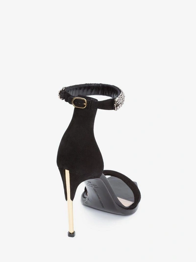 Shop Alexander Mcqueen Pin Heel Embellished Bangle Sandal In Black