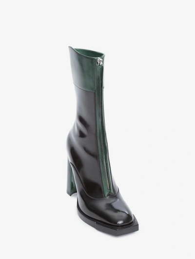 Shop Alexander Mcqueen Hybrid Zipper Boot In Black/bottle Green